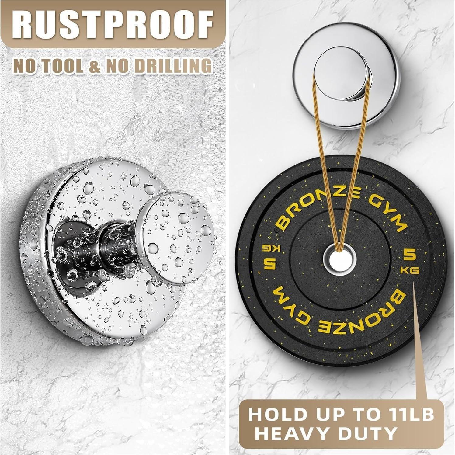 6 Pcs Heavy-Duty Vacuum Suction Cup Hooks, Stainless Steel, Waterproof & Rust-Proof, Bathroom Organizer, Easy Installation