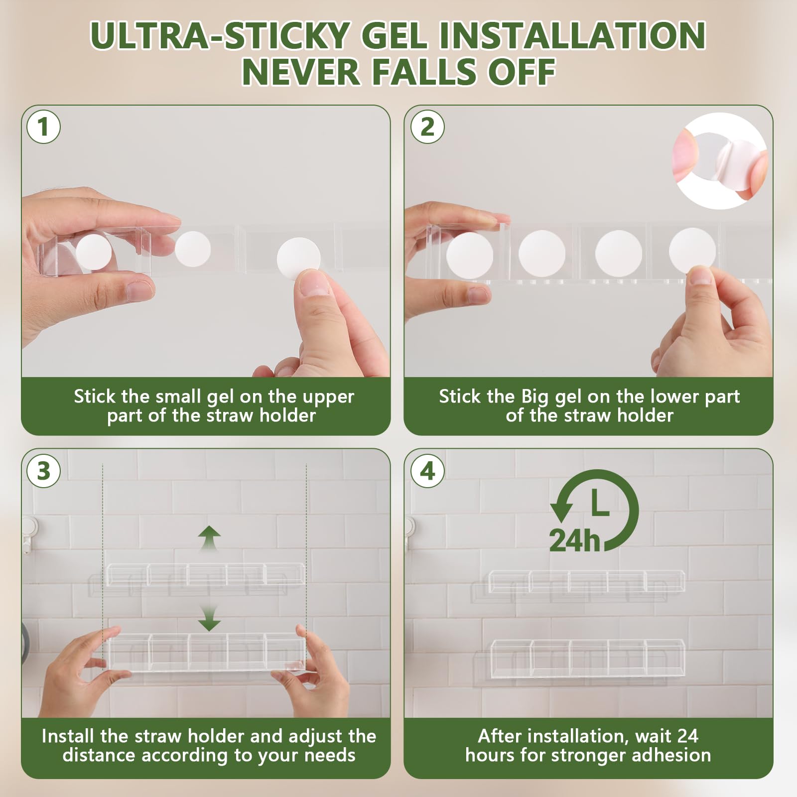 Acrylic Straw Holder, 1 Count Reusable Tumbler Straw Organizer Storage, Beverage Organizer, Kitchen Accessories Container for Cabinet Door, Utensils