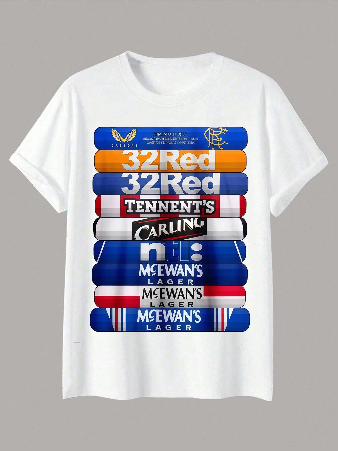 Glasgow Rangers Retro Badge Print T-Shirt, Soft Casual Top, Scottish Football Fan Design, Comfortable Home Wear, Street Style