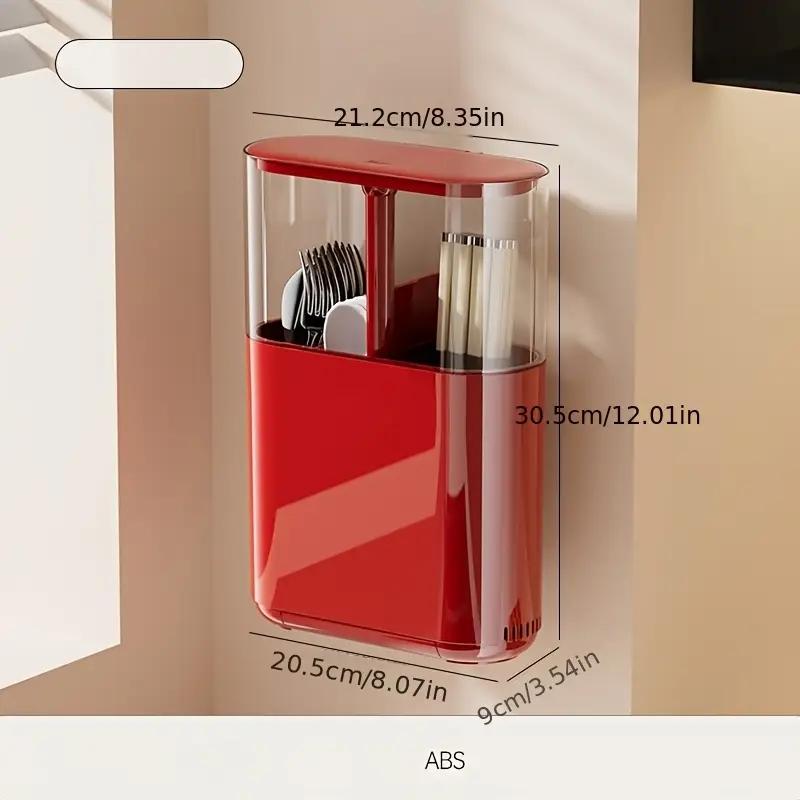 Wall-Mounted Kitchen Storage Rack with Dust Cover, Multifunctional Utensil Holder, Kitchenware, Home Essential, One Size Fits All