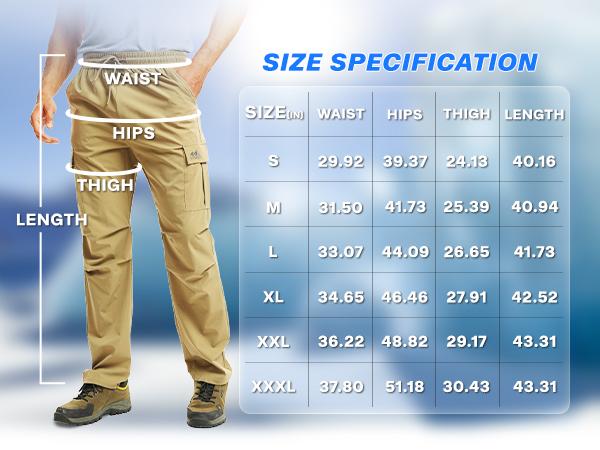 GEMYSE Men's Cargo Pants Joggers Hiking Stretch Sweatpants Outdoor Quick-Dry Lightweight Breathable pant with Multi Pockets Durability