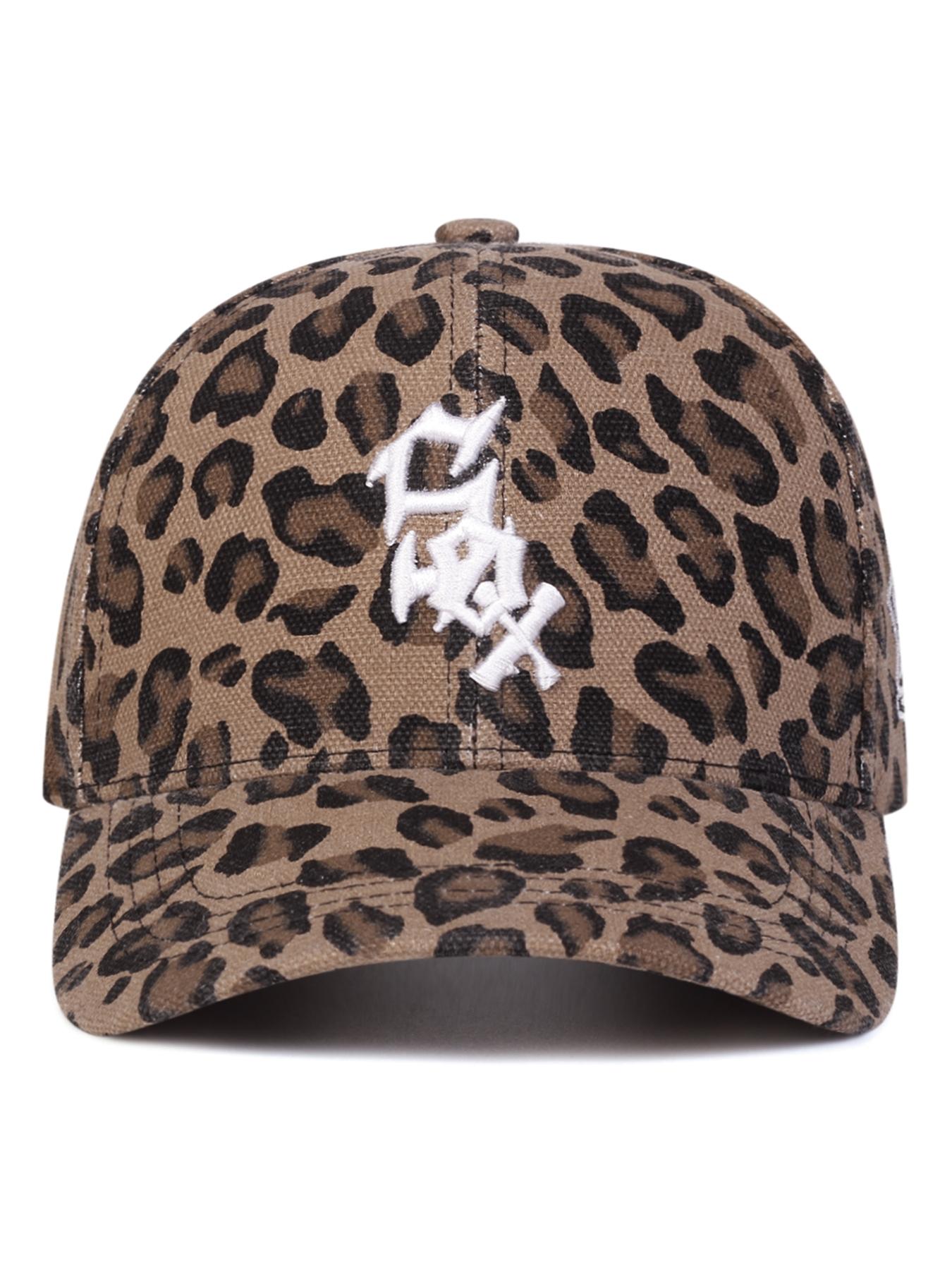 Unisex Sox Letter Embroidered Leopard Print Baseball Cap, Adjustable Outdoor Sun Protection Hat for Travel Beach Vacation