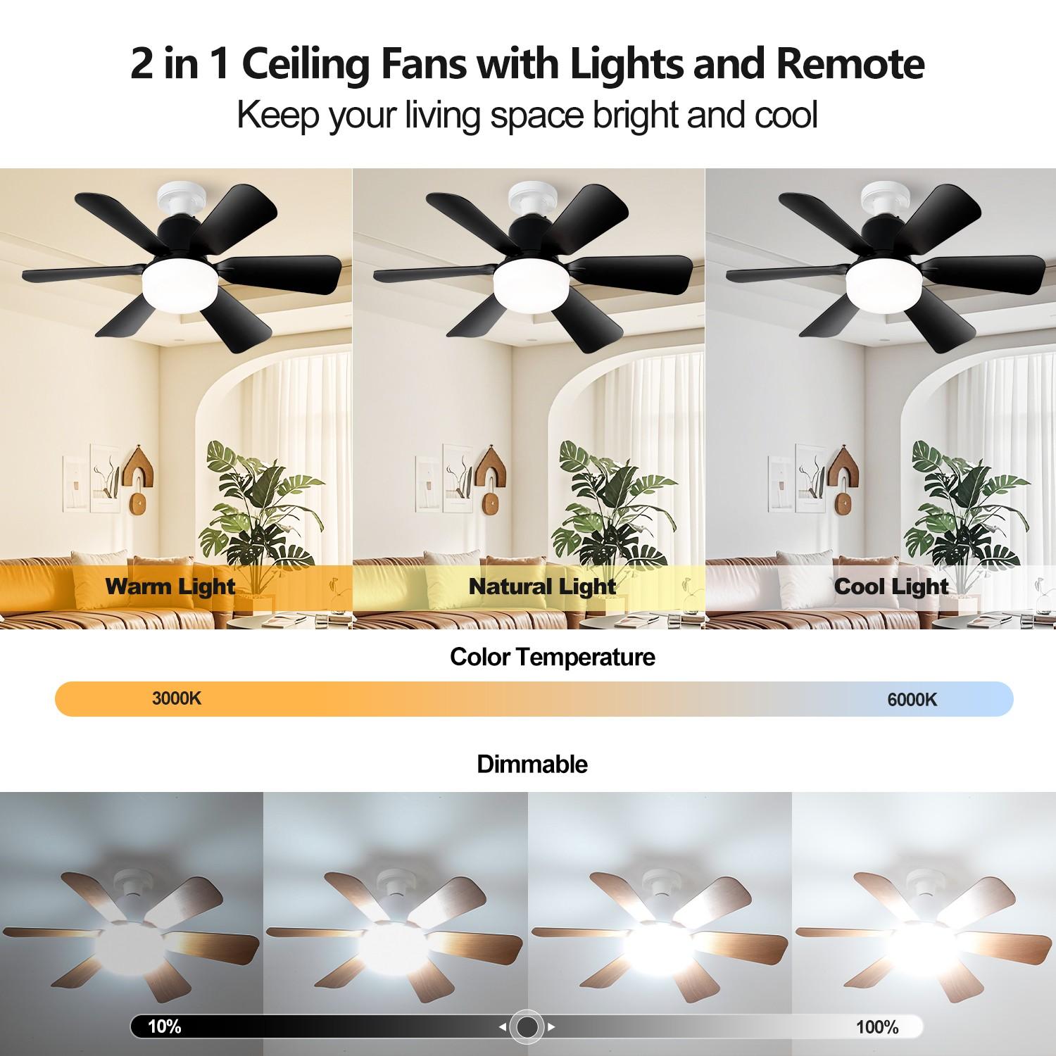 E27 Socket Fan Light Lamp, Adjustable Dimmable Timer, 3 Color Modes 3000k-6500k, Remote Control, Timer Functionality, Ideal for Bedroom/kitchen/living Room/dining Room/garage/walkway