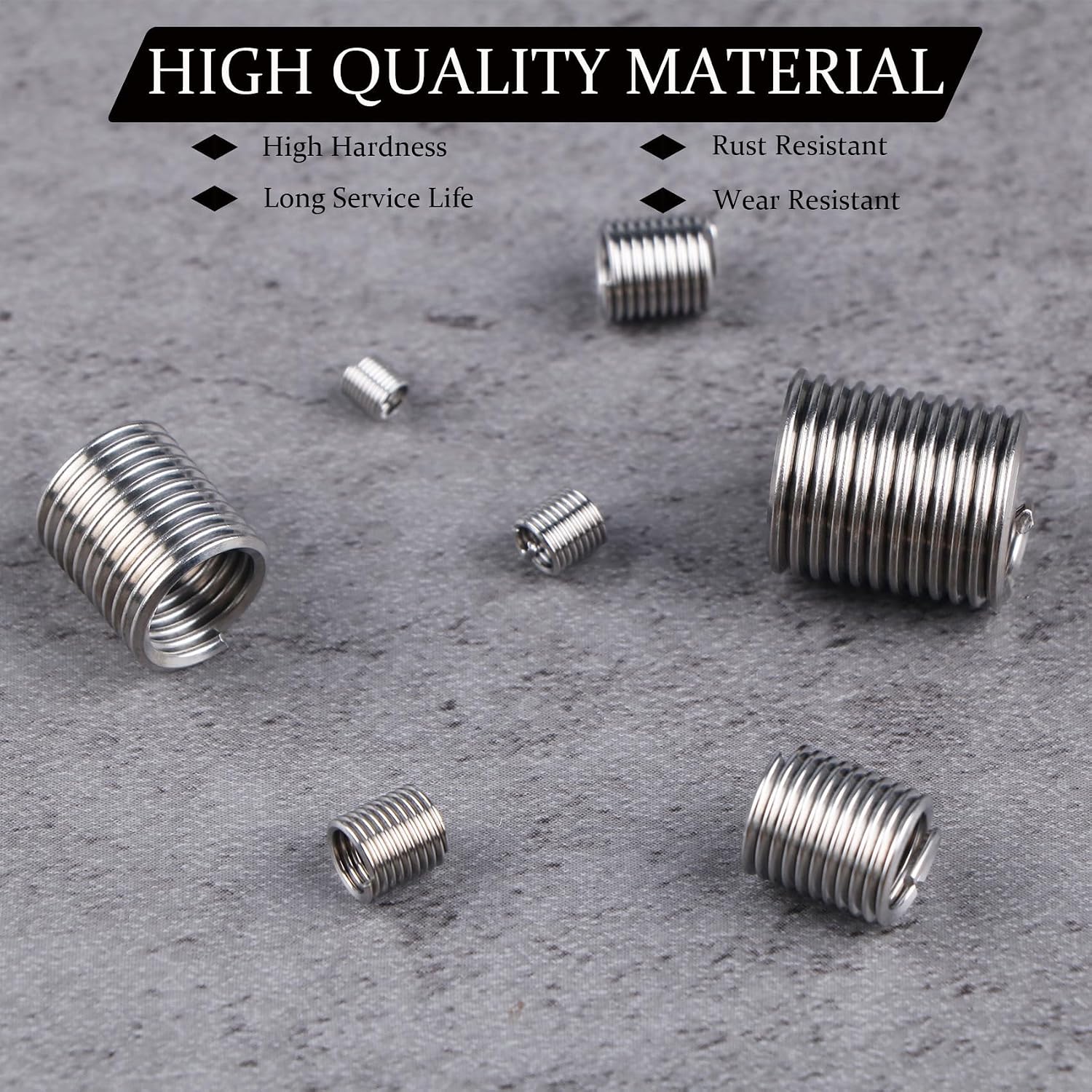 Thread Repair Inserts Kit 140 count 304 Stainless Steel Metric Thread Insert | M3 M4 M5 M6 M8 M10 M12 Wire Thread Repair Inserts for Automotive, Machinery, Engine Repair