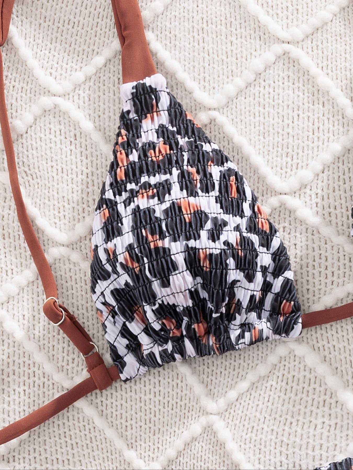 New soft bag leopard print, drawstring tie, backless style, sexy bikini, sleeveless swimsuit, summer beach fashion women's swimsuit