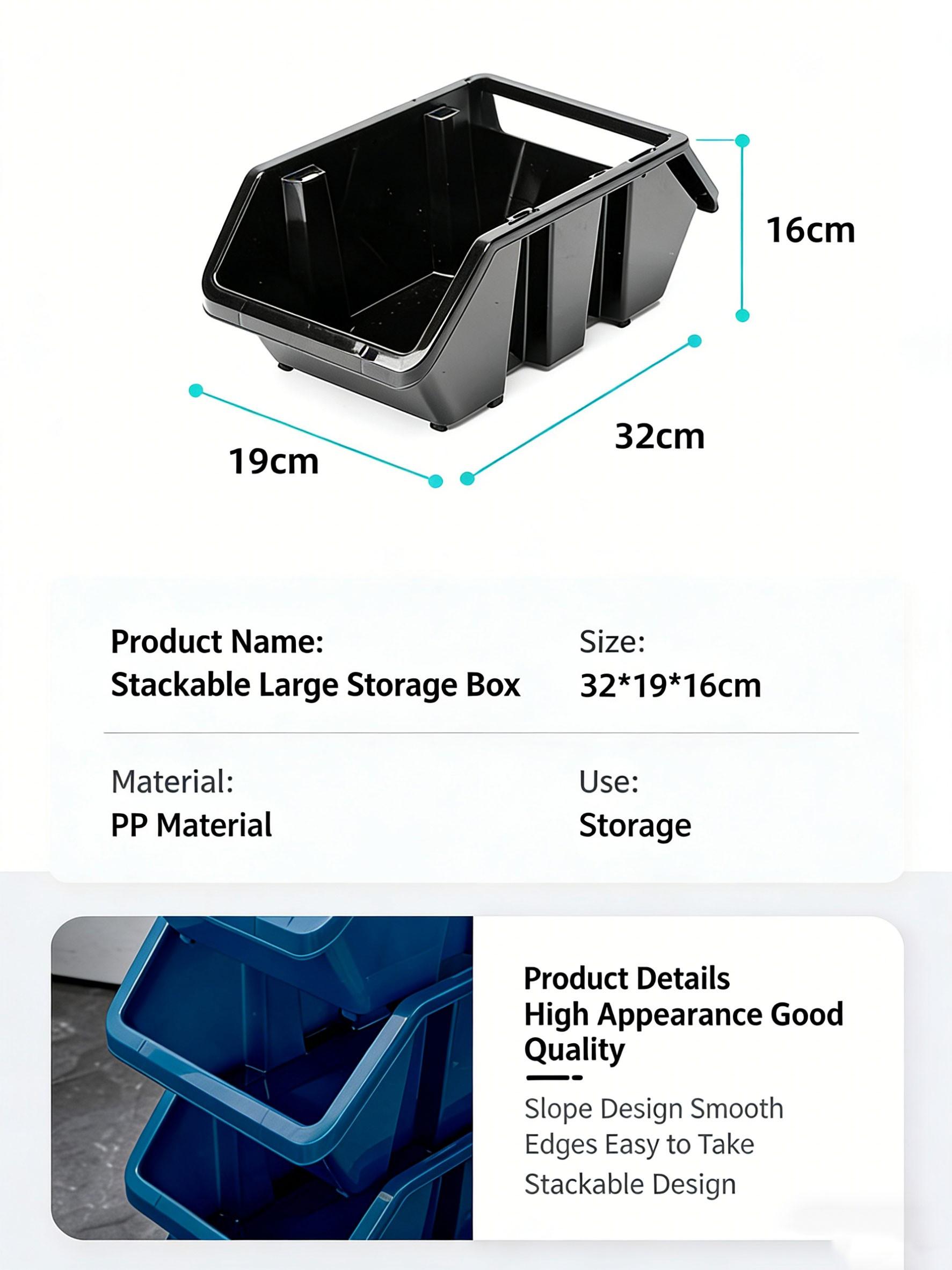 Stackable Slanted Storage Basket, Home Toy Organizer Box, Parts Separation Sorting Container, Multi-Purpose Household Storage Solution