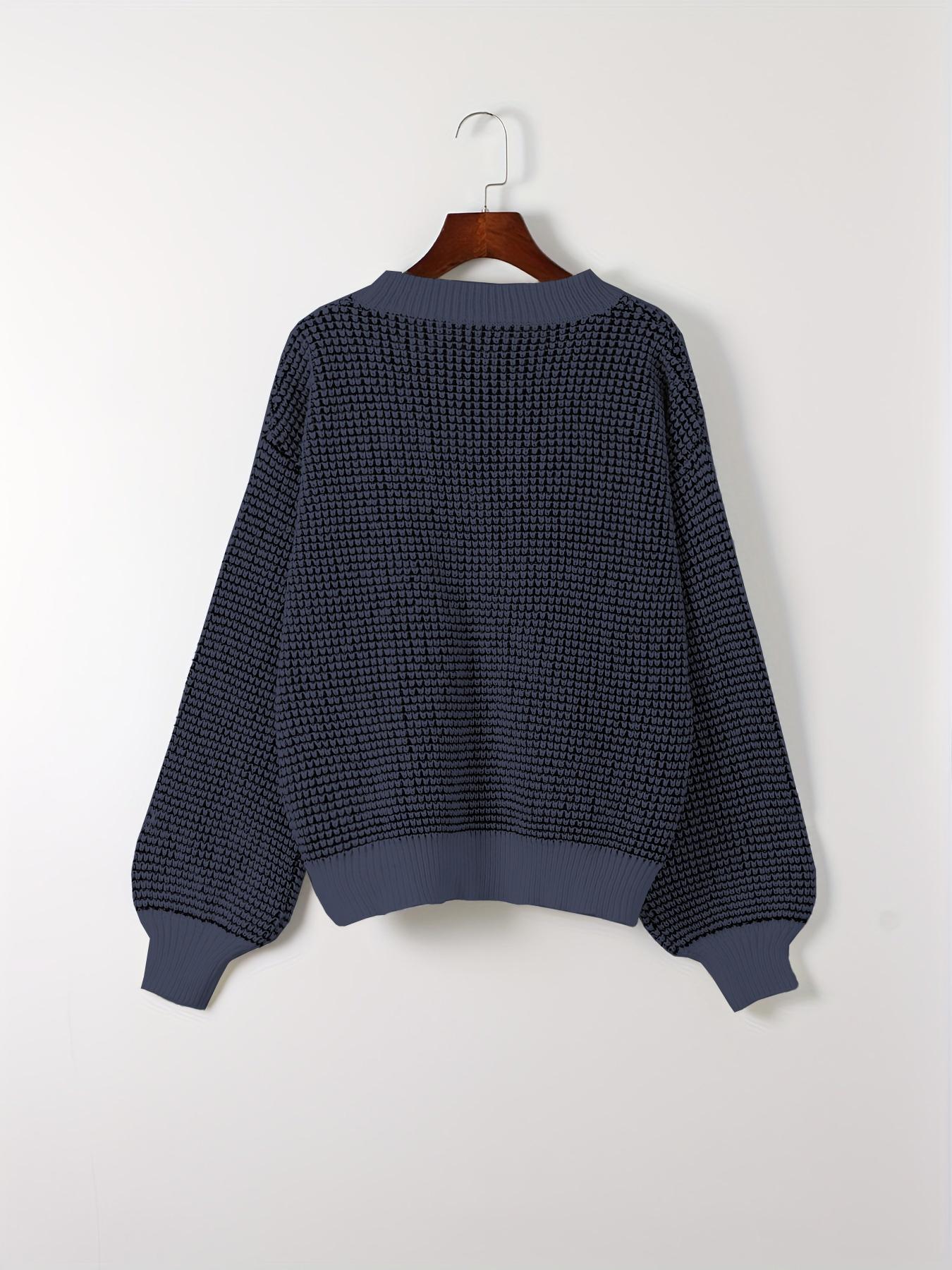 Women's Colorblock Drop Shoulder Sweater, Casual Long Sleeve Round Neck Jumper for Fall & Winter, Fashion Ladies' Knitwear for Daily Wear