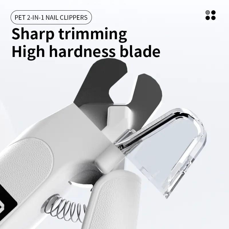 Pet Two-in-One Nail Clippers, Multi-functional Cat and Dog Nail Trimming Set, with anti-slip design, supports USB charging, equipped with LED light, suitable for trimming the nails of small, medium and large dogs, suitable as a holiday gift for pet lovers