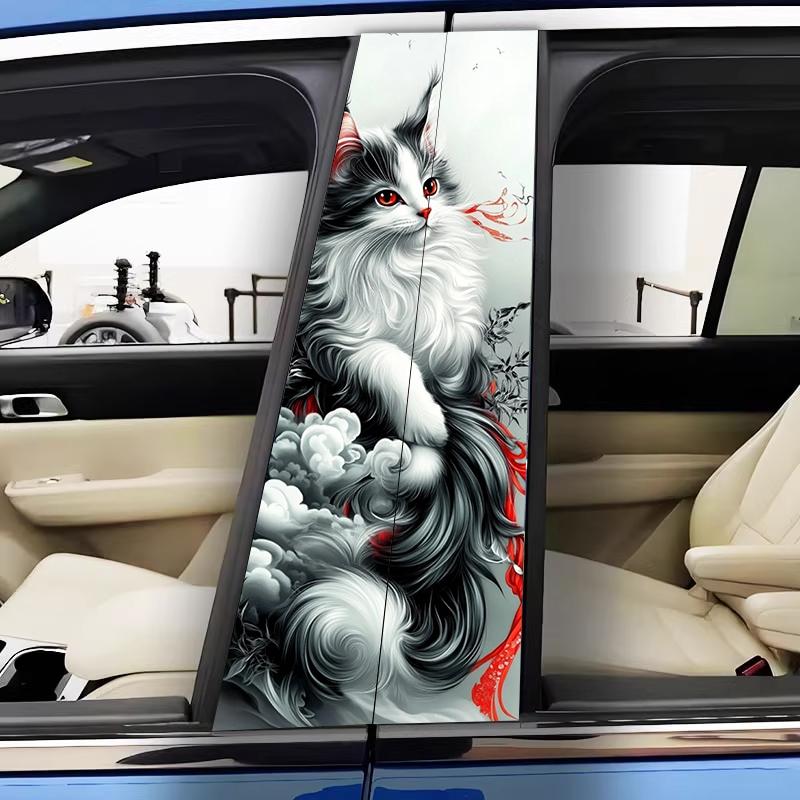 2 Ink Wind Civet Car Decals - Waterproof and Scratch Resistant Vinyl Stickers, Black Butterfly with White Flowers, Suitable for Cars, Laptops, Helmets, Motorcycles and Refrigerator Decorations, Refrigerator Stickers | Floral Butterfly Design |