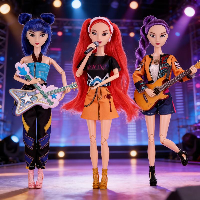 New Year Gift Demon Hunter Girl Doll with Musical Instrument Accessories, Jointed Toy Doll, Christmas & Birthday Present,,Demon Hunters Kpop Merch