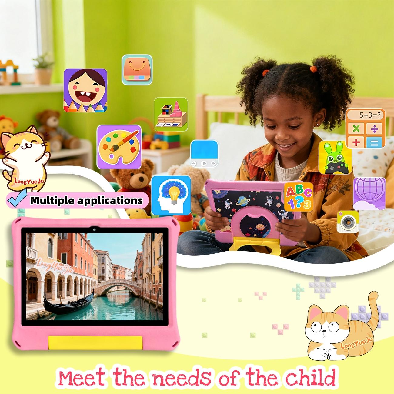 10.1-inch, Smart Android Tablet, Android eight core processor, installed educational software with parental control, time management, suitable for family use, Christmas and Halloween gifts, gifts for boys and girls, no adapter