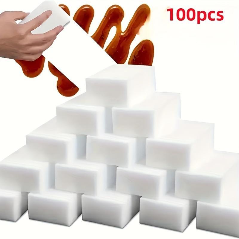 100pcs, Magic Wipe Sponge, Melamine Foam Sponge, Household Cleaning Sponge, Dish Sponge, Kitchen Cleaning Sponge, Car Wash Sponge, Used for Sink, Oven, Stove, Plate, Bathroom, Shower, Tile, Wall, Shoe, Cleaning Supplies, Cleaning Tools