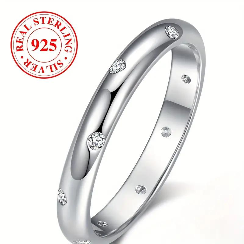 925 Silver Diamond Set Ring, Classic Bohemian Style, Vintage Wedding Ring with Zircon Decoration, Proposal and Confession Ring, Jewelry Gift