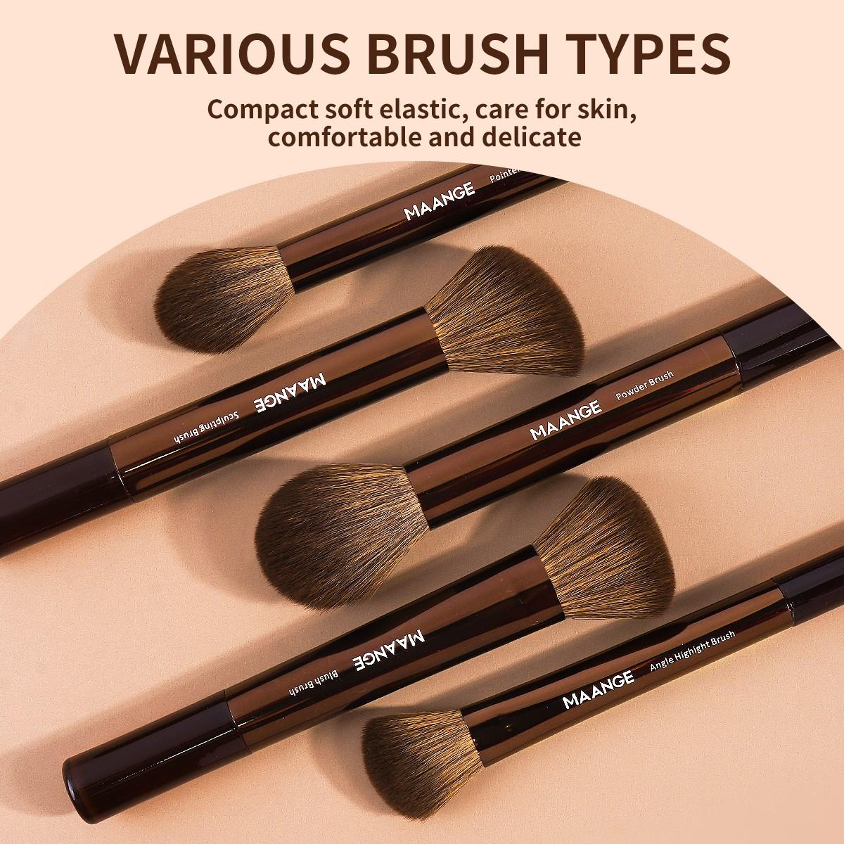 Maange 14-Piece Makeup Tool Set, Includes 13 Brushes + Brush Case, Foundation Brush, Blush Brush, Loose Powder Brush, Eyeshadow Brush, Mascara Brush, Highlighter Brush