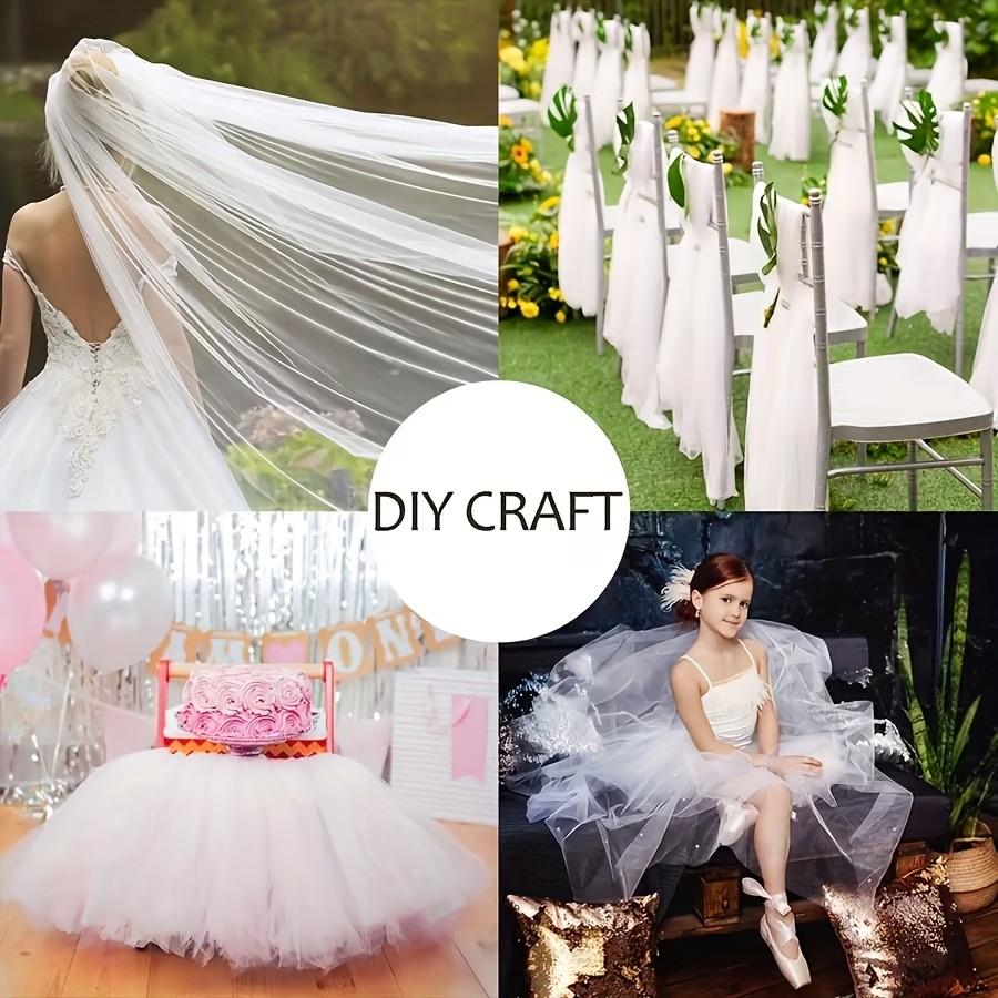 25m Roll Sheer Tulle Fabric, Multiple Sizes & Colors, for Wedding Backdrop, Party Arch, Ceiling & Stair Decoration