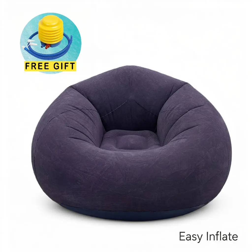 Inflatable Boneless Sofa, Portable Folding Inflatable Couch for Family Camping, Comfortable Upholstered Seat for Living Room, Camping Essentials, Hammock-Style Pillow, Pilates Board Companion