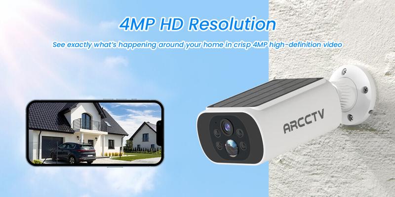 ARCCTV APP 4MP Wireless Solar Camera,2.4G&5G WiFi Security Camera,IP65 Waterproof,2 Way Talk,Smart Siren,Color Night Vision,Motion Detection,2 Pack