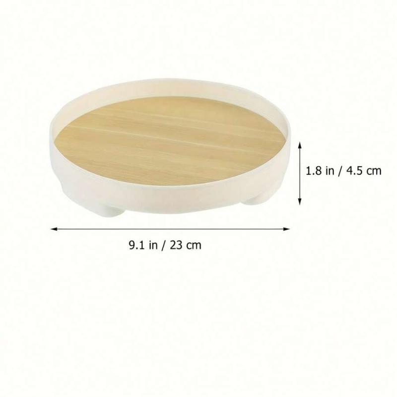 Minimalist Round Vanity Tray With Non-slip Wooden Surface, Multifunctional Decorative Storage Tray, Suitable For Placing Perfume, Cosmetics, Skin Care Products, Bathroom Toiletries And Entrance Decorations, Elegant Household Storage Supplies