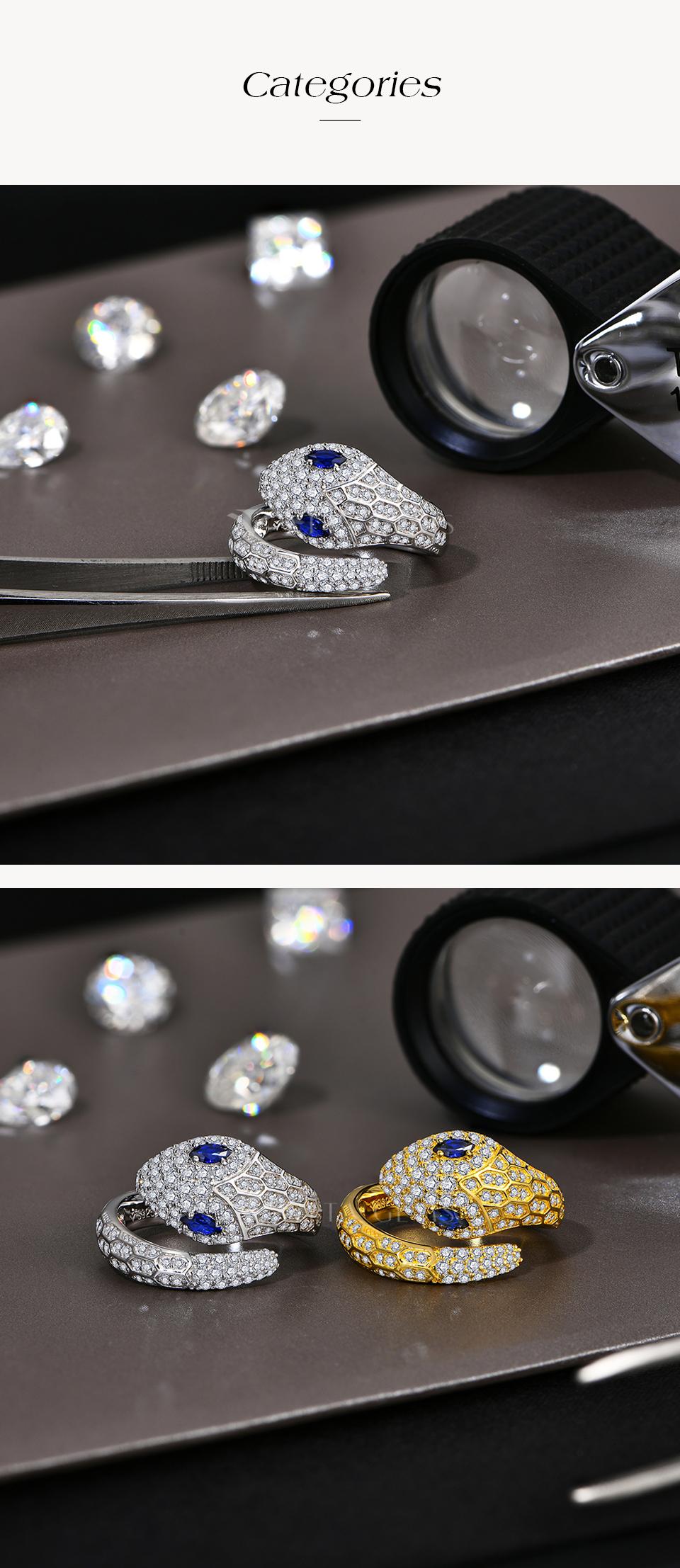 Classic D VVS1 Color Synthetic Moissanite Ring for Women Men Sapphire Eyes Snake Ring Daily Wear Gift Travel R219 Classic D VVS1 Color Synthetic Moissanite Ring for Women Men Sapphire Eyes Snake Ring Daily Wear Gift Travel R219