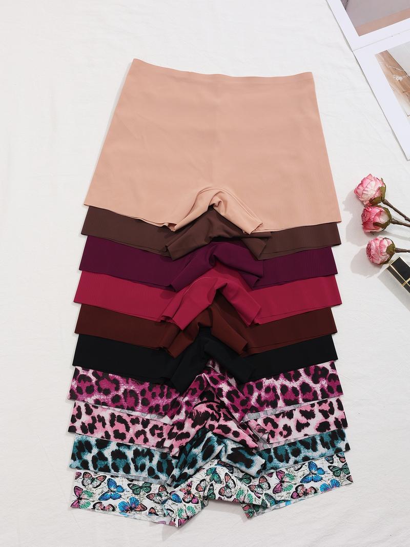 10Pcs One-piece underpants for women without rolling, naked outside, slim mid-waist ice silk traceless underpants, Underwear