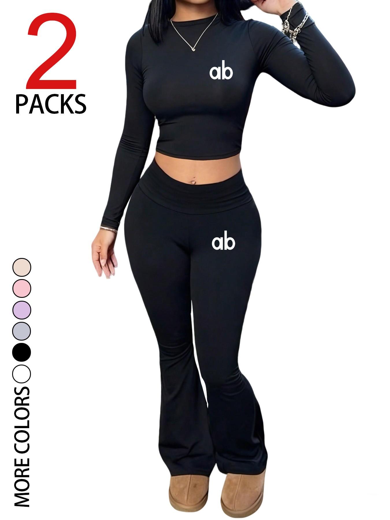 2 Piece Women's Casual Set, Relaxed Fit Long Sleeve Top + Slim Flare Pants, Soft Comfortable Fabric, Perfect for Outdoor and Travel Outfit