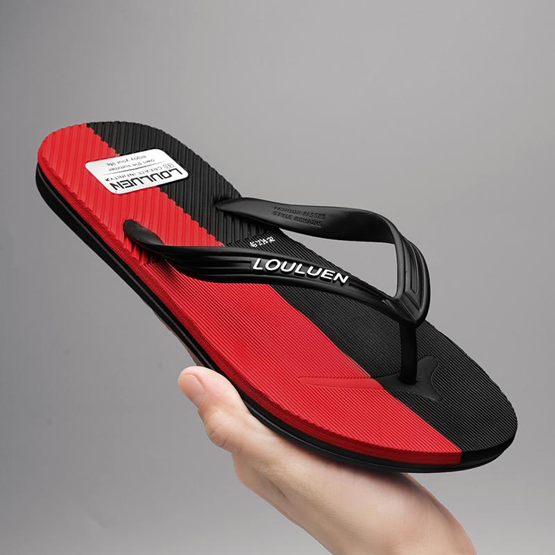Men's Flip-Flops with Unique Texture, Four-Color Sandals, Comfortable Beach Shoes, Lightweight Slippers for Home, Bathroom, and Beach