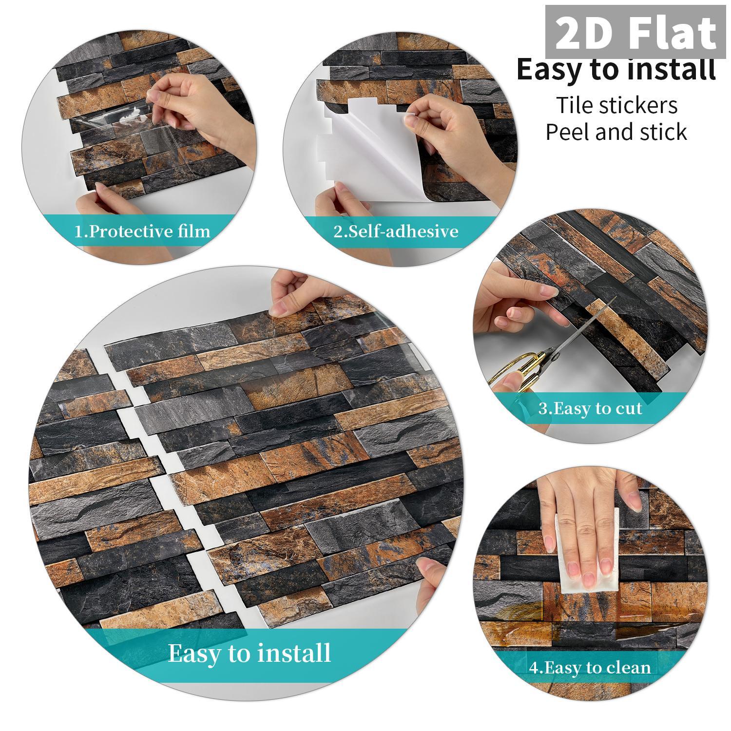 8/16pcs Brick Pattern Marble Backsplash Peel & Stick Wallpaper - Waterproof, Oil-Resistant,Ideal Choice For Kitchen And Bathroom Splash Proof Panels Peel And Stick Wallpaper Designs