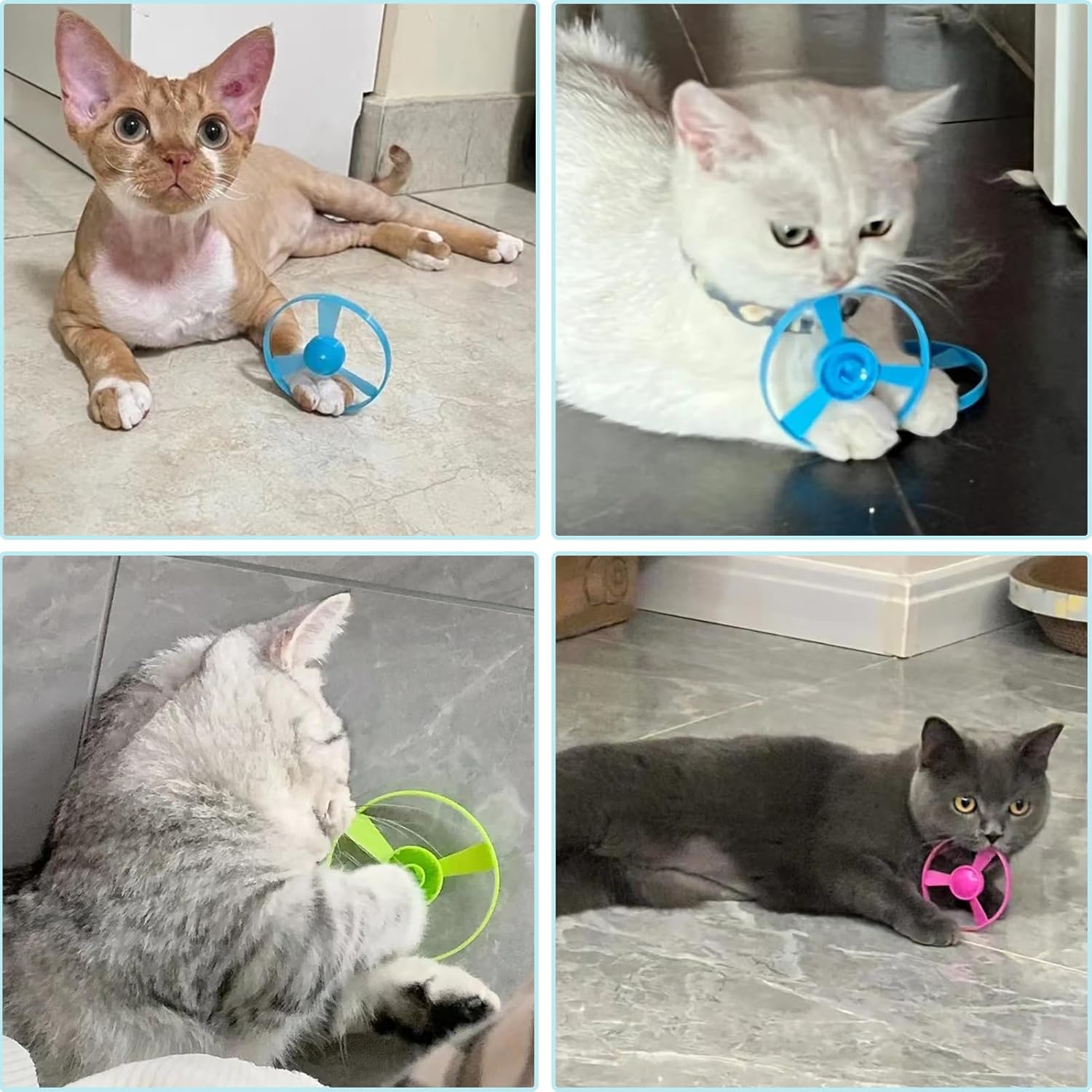 Interactive Flying Cat Toy Set, Includes 1 Light-Up Spinning Top & 5 Flying Propellers, Kitten Tracking Toy for Training & Chasing