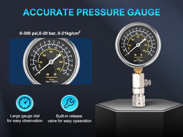 Nilight Engine Compression Tester Kit, 11 PCS with Spark Plug Tester, Automotive Cylinder Pressure Gauge Tool Set for Gasoline Engines