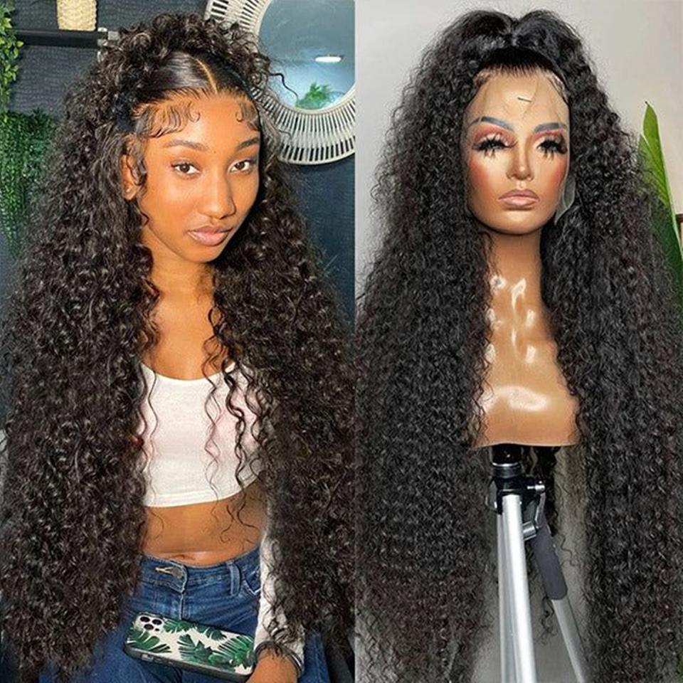 Bling Hair 36 38 Inch Deep Wave Frontal Wig Transparent 13x4 13x6 HD Lace Frontal Human Hair Wigs Curly Human Hair Wigs For Black Women