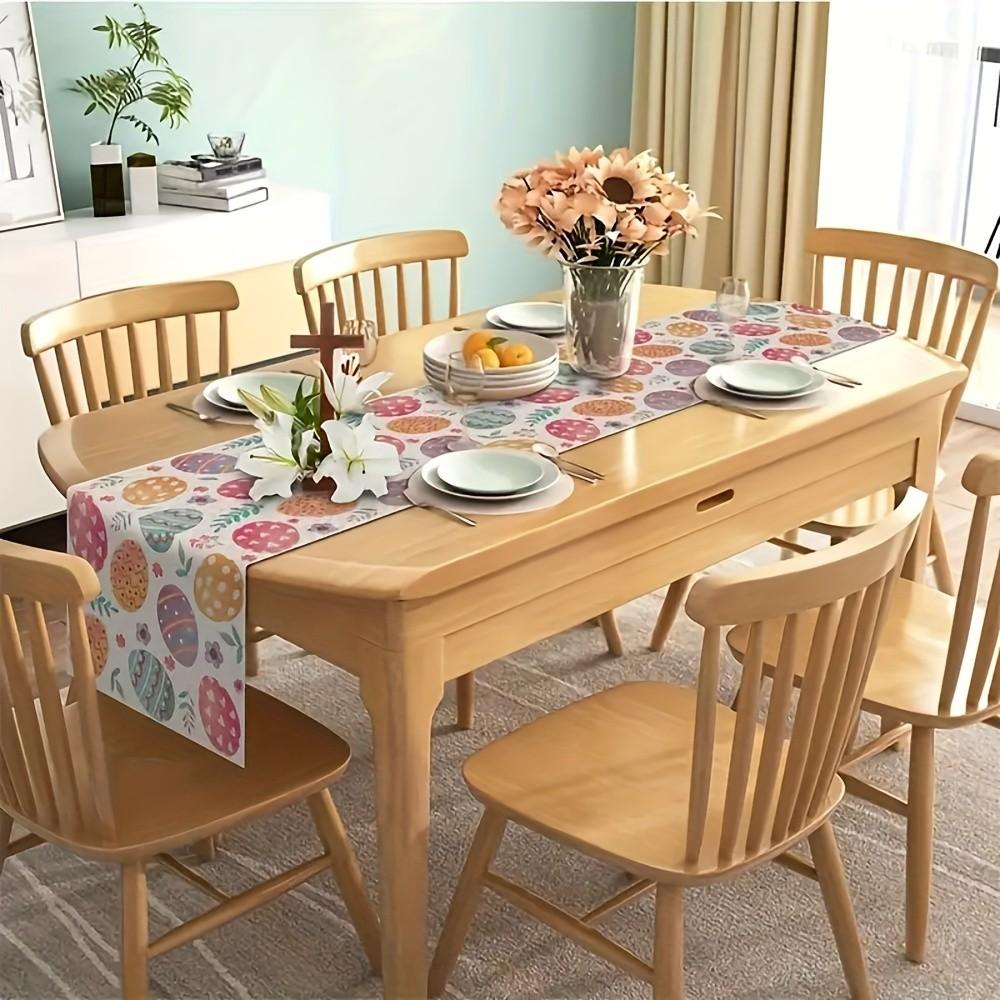 Easter Egg Table Runner, Colorful Bunny Easter Decoration, Indoor Outdoor Spring Festival Decor, Easter Party, 33x183cm / 13x72in