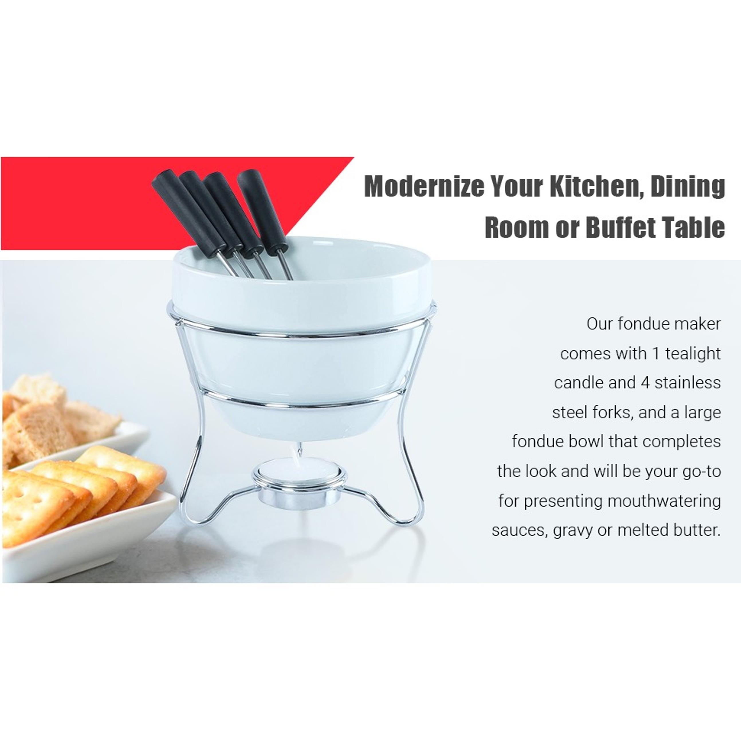Chocolate Fondue Pot Butter Warmer Bowl Set with 4 Dipping Forks & Tea Light Holder, Perfect for Melted Chocolate & Cheese Serving, Ideal Valentines Day Gift Fondue Set Chocolate Fondue Pot Butter Warmer Bowl Set with 4 Dipping Forks & Tea Light Holder, Perfect for Melted Chocolate & Cheese Serving, Ideal Valentines Day Gift Fondue Set