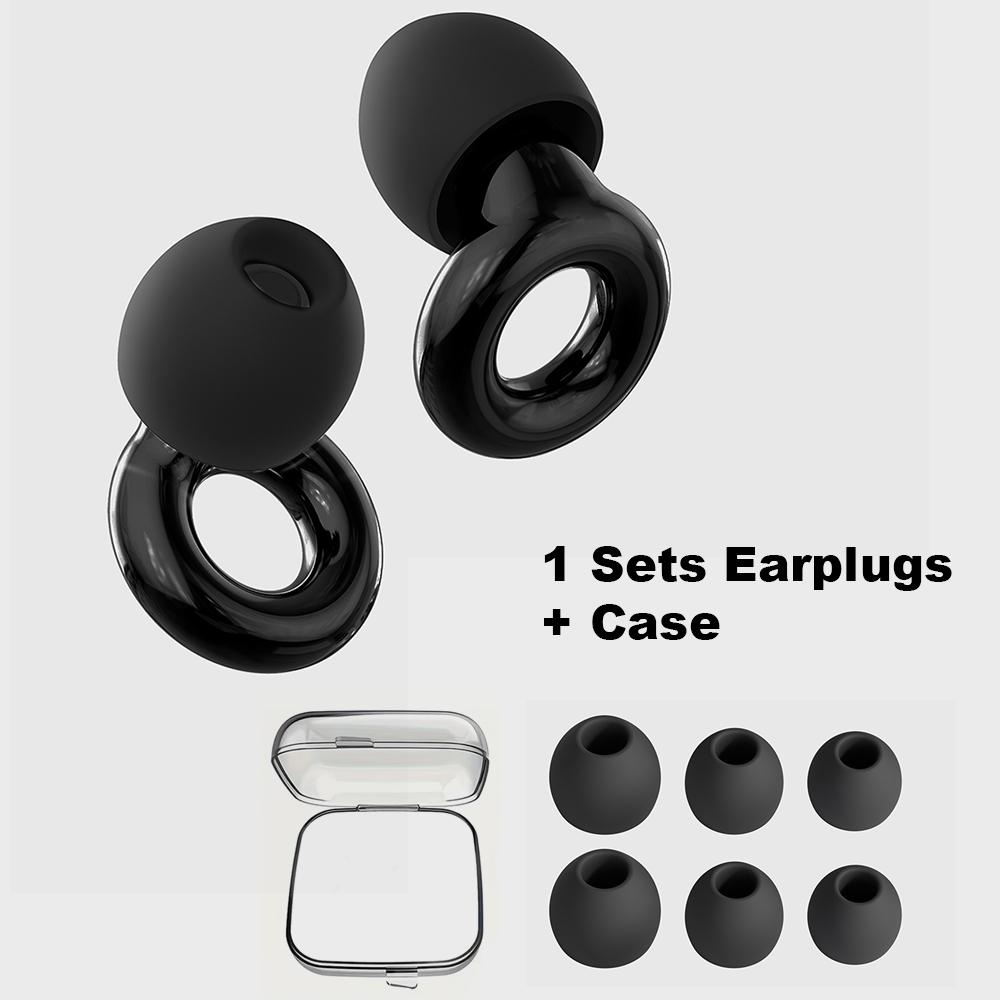 Super Comfortable Reusable Waterproof Earplugs Set, XS/s/m/l Sizes with Storage Case, Flexible Fit Design, Silicone + Abs Material, Ideal for Sleep & Travel