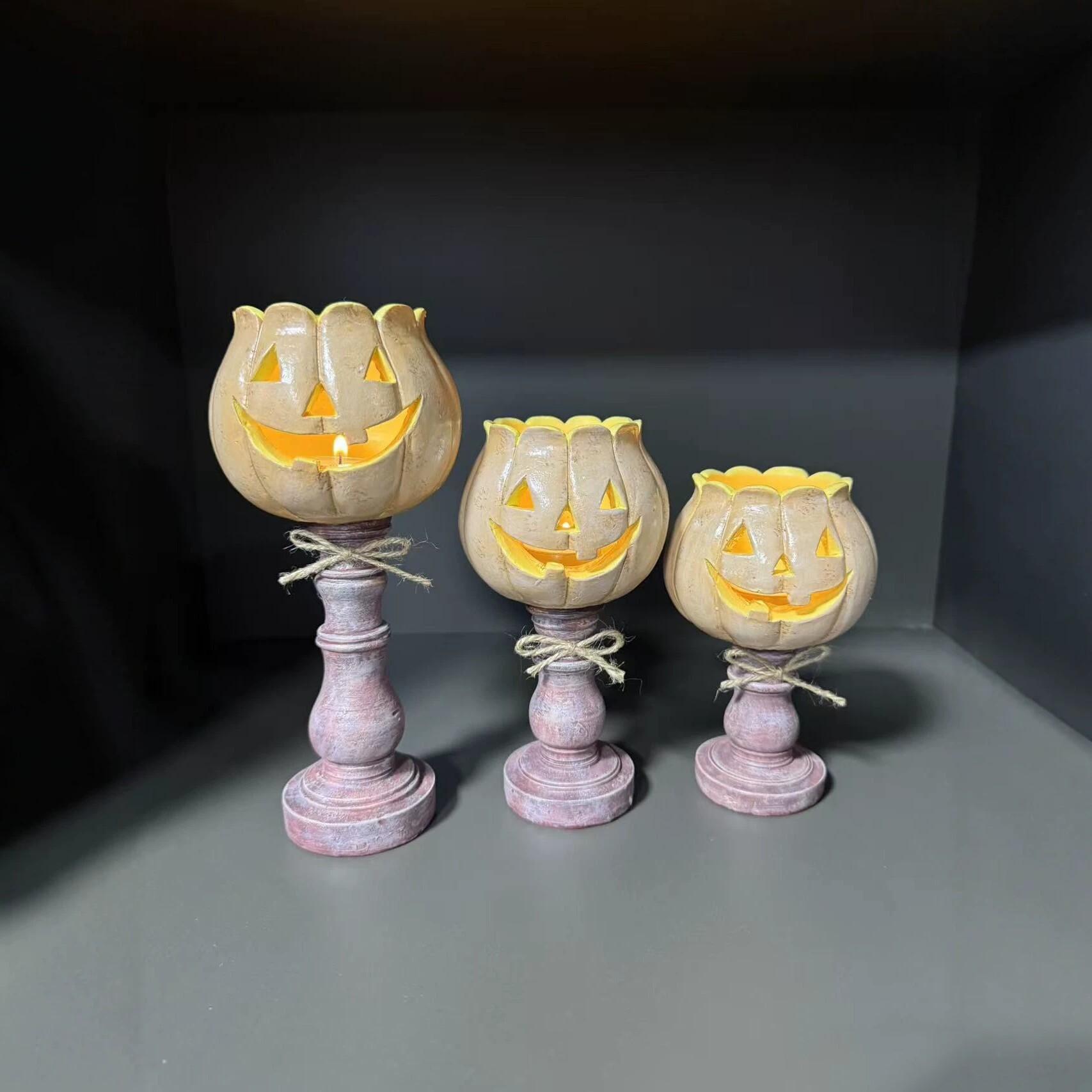 Creative Pumpkin Ornament Resin Craft, Halloween Home Decor Candle Holder, 1pc DIY Decoration, No Wax Included, Perfect for Festive Settings
