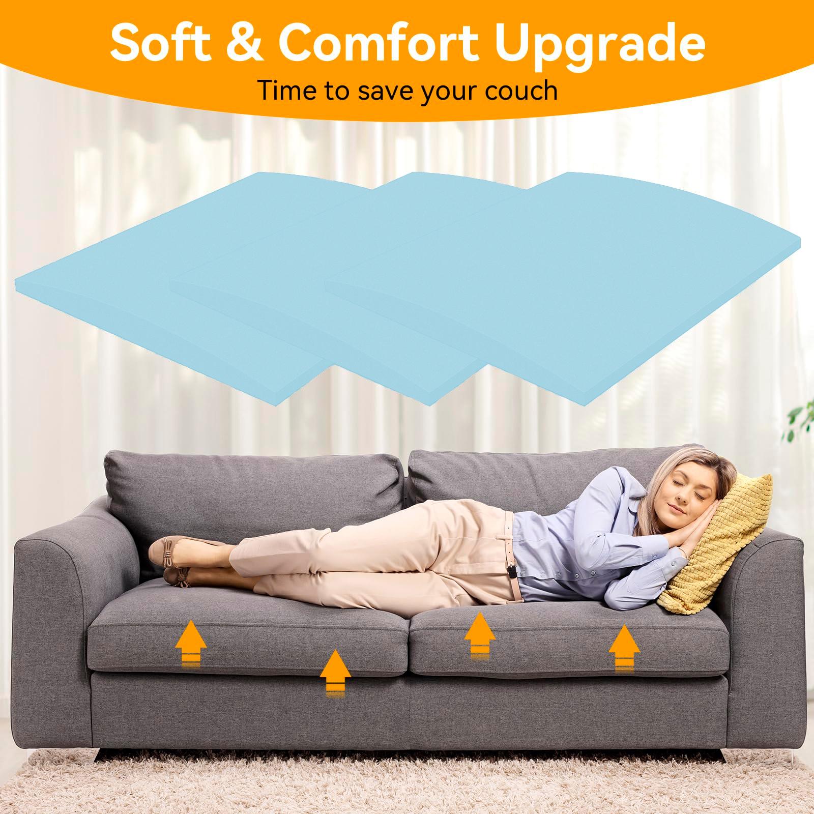 Blue high-density foam sofa support cushion, Durable Cushions, insertable high resilience sofa cushion, repair sofa depression to improve comfort, size is 20"X20"x2"