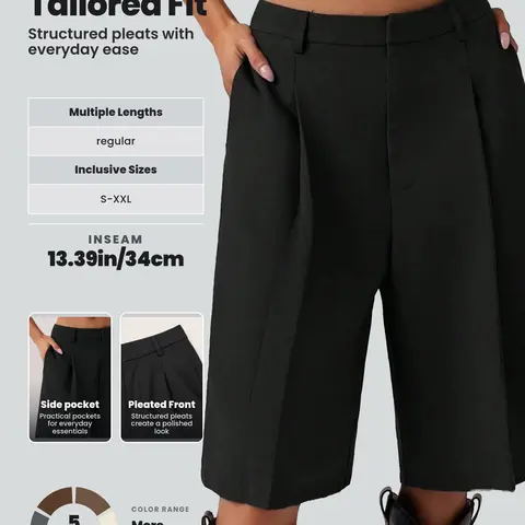 Women's Casual Solid Color  with Pockets, Fitted H-Type Shorts, Plain Pattern, All Seasons, Comfortable and Stylish, Casual Comfy Shorts