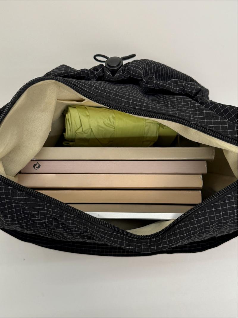 Japanese-Style Minimalist Plaid Canvas Crossbody Hobo Bag, Large-Capacity High-End Commuter Shoulder Bag with Zip Closure, Suitable for Campus, Workplace, Commuting, Casual Shopping and Everyday Use, Hobo Purse