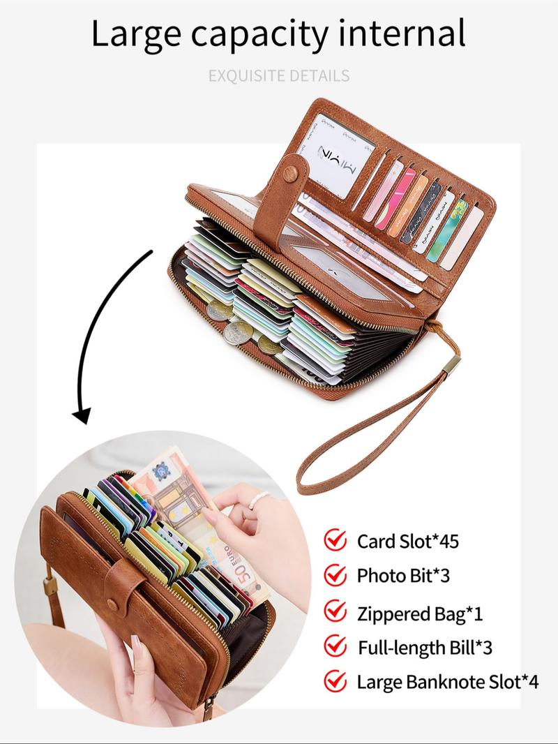Vintage Long Wallet, Multi Card Slot Zipper Wallet, Large Capacity Multi Card Clutch Bag, Casual Trendy Versatile High-quality Daily  Card Holder Wallet, Stylish Wallet for Women & Men