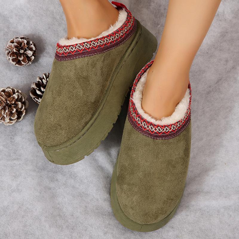 Platform Slippers Mini Boots for Women Fleece Lined Boots Suede Ankle Boots Anti-Slip Snow Platform Slippers for Women Outdoor Springfresh