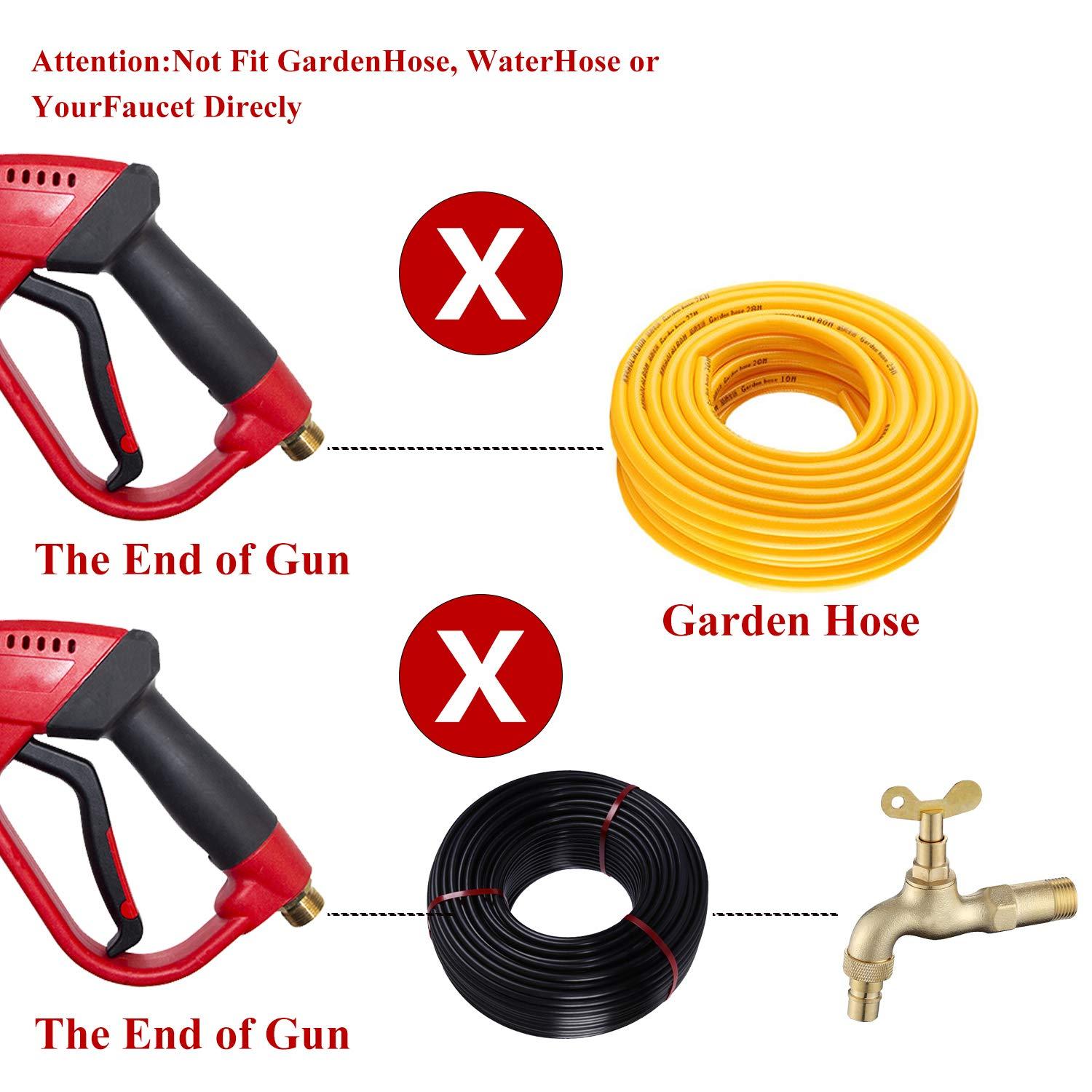 Hourleey Pressure Washer Gun, Red High Power Washer Gun with Replacement Wand Extension, 5 Nozzle Tips, M22 Fittings, 40 Inch, 5000 PSI Quick Connector Safety Trigger Handle