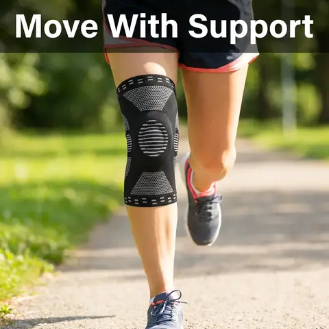 Professional Knee Brace for Pain Relief, 1 Count Knee Cover with Patella Pad & Side Stabilizers, Compression Knee Sleeve for Meniscus Tear, Runner, Workout, Sports Knee Brace, Running Knee Brace, Patellar Knee Brace, Knee Supporter