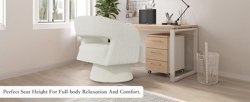 Swivel Barrel Accent Chair,Oversized Teddy Upholstered Round Swivel Chair,Modern Luxury 360 Degree Living Room Vanity Chair for Bedroom Office,Black