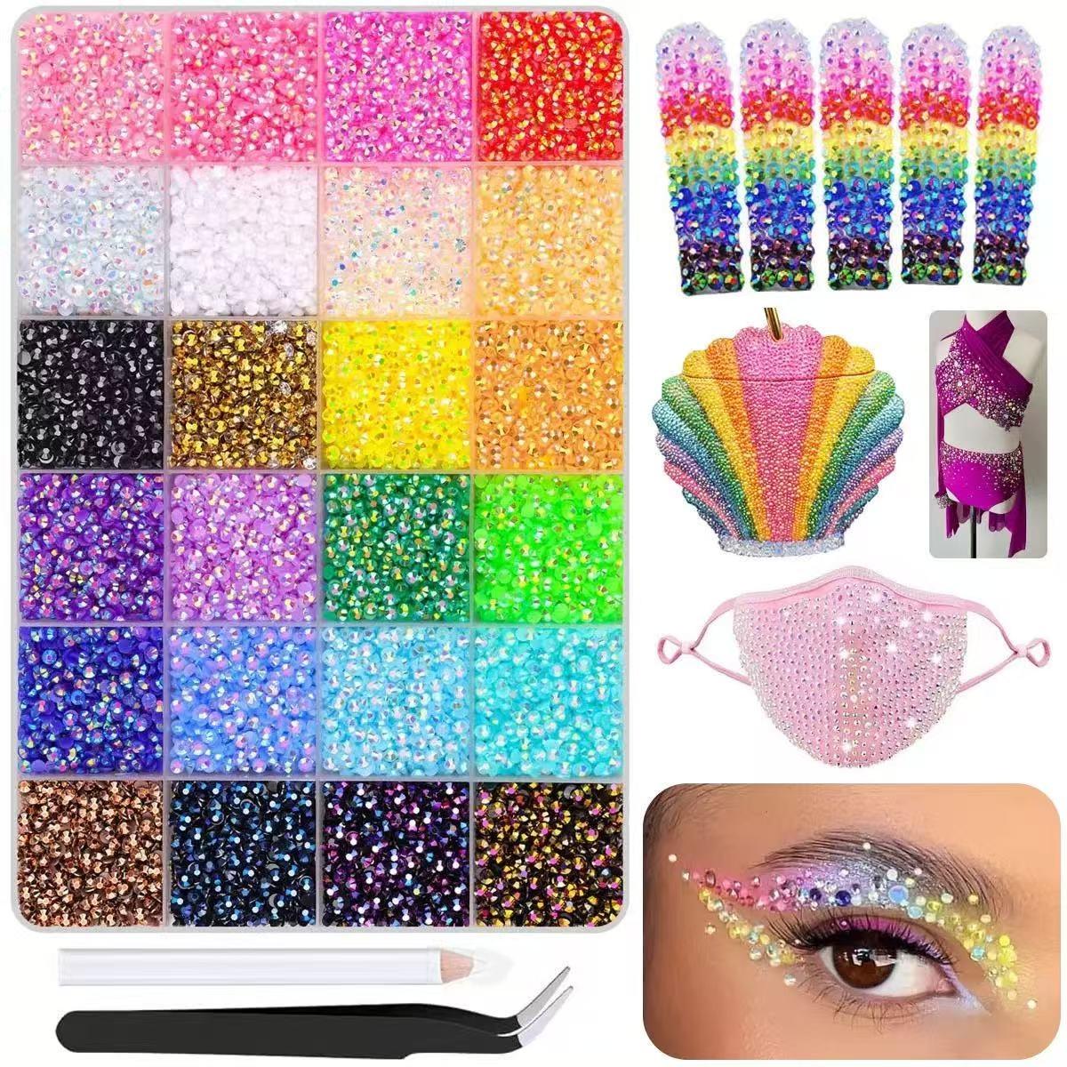 DIY Diamond Bedazzling Glitter Kit with 3mm Mixed Resin Rhinestones & B7000 Glue, Perfect for DIY Crafts, Clothing, Nail Art Supplies & Glitter Decorative Nails
