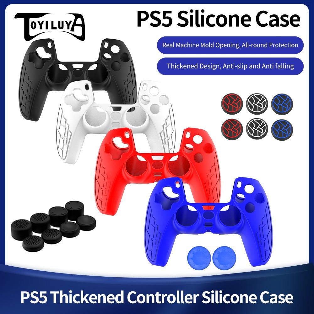 Ps5 Controller Protective Case, Silicone Thumb Grip, Perfect Fit, Includes Two Joystick Caps and Stickers, Shockproof Washable Gift