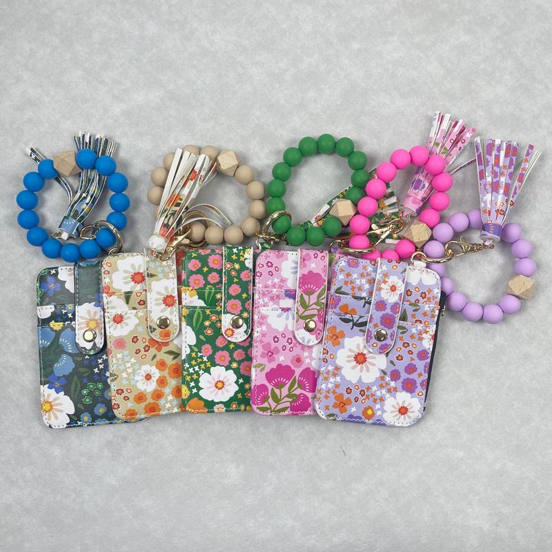 Boho Beaded & Tassel Keychain Wallet – Stylish Card Storage Bag, Bracelet Key Chain Purse, Small Credit Card Holder Wristlet for Women, Christmas Gifts