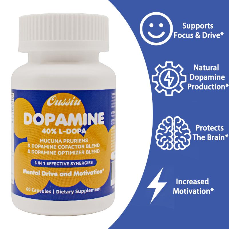 Oussiu Dopamine Supplements for Women & Men 60 Capsules Dietary supplement Contains 200mg Mucuna Pruriens Extract(40% L-DOPA) Easy to swallow