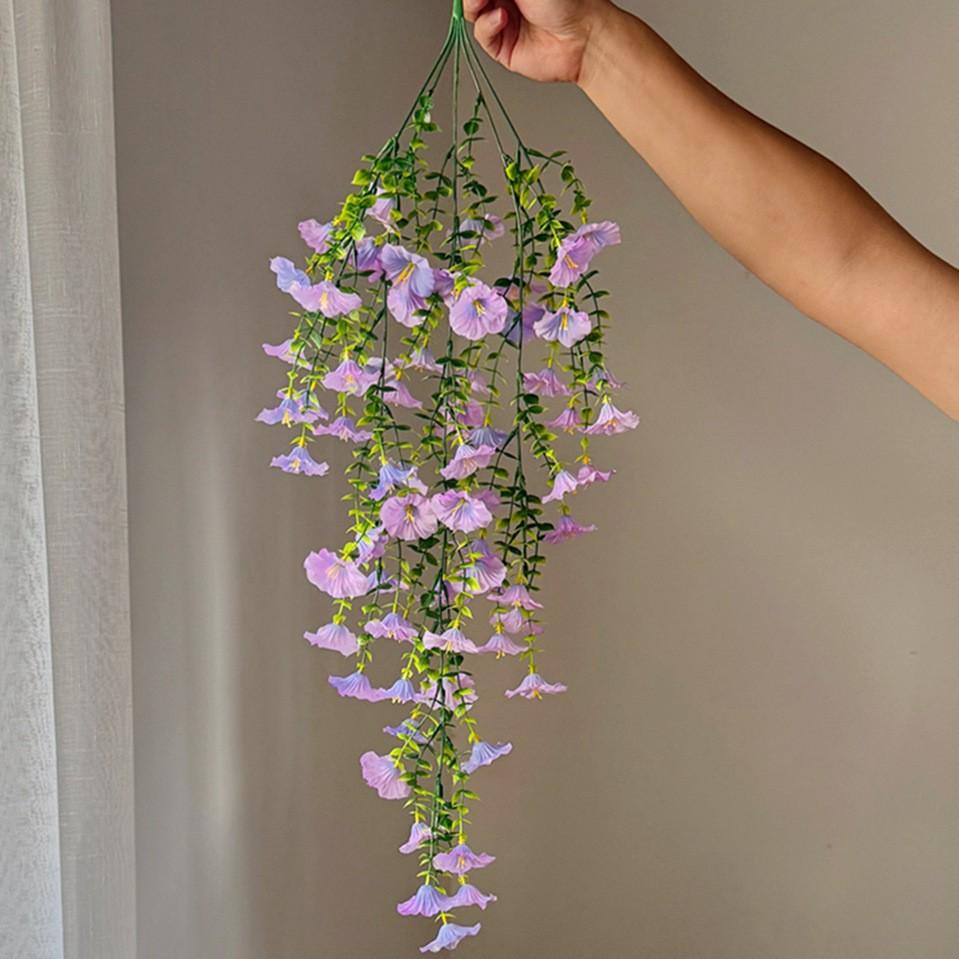 High-Quality Hanging Ivy Trumpet Flower Bouquet, Outdoor Garden Decoration, Realistic Fake Flowers, Factory Direct Sale