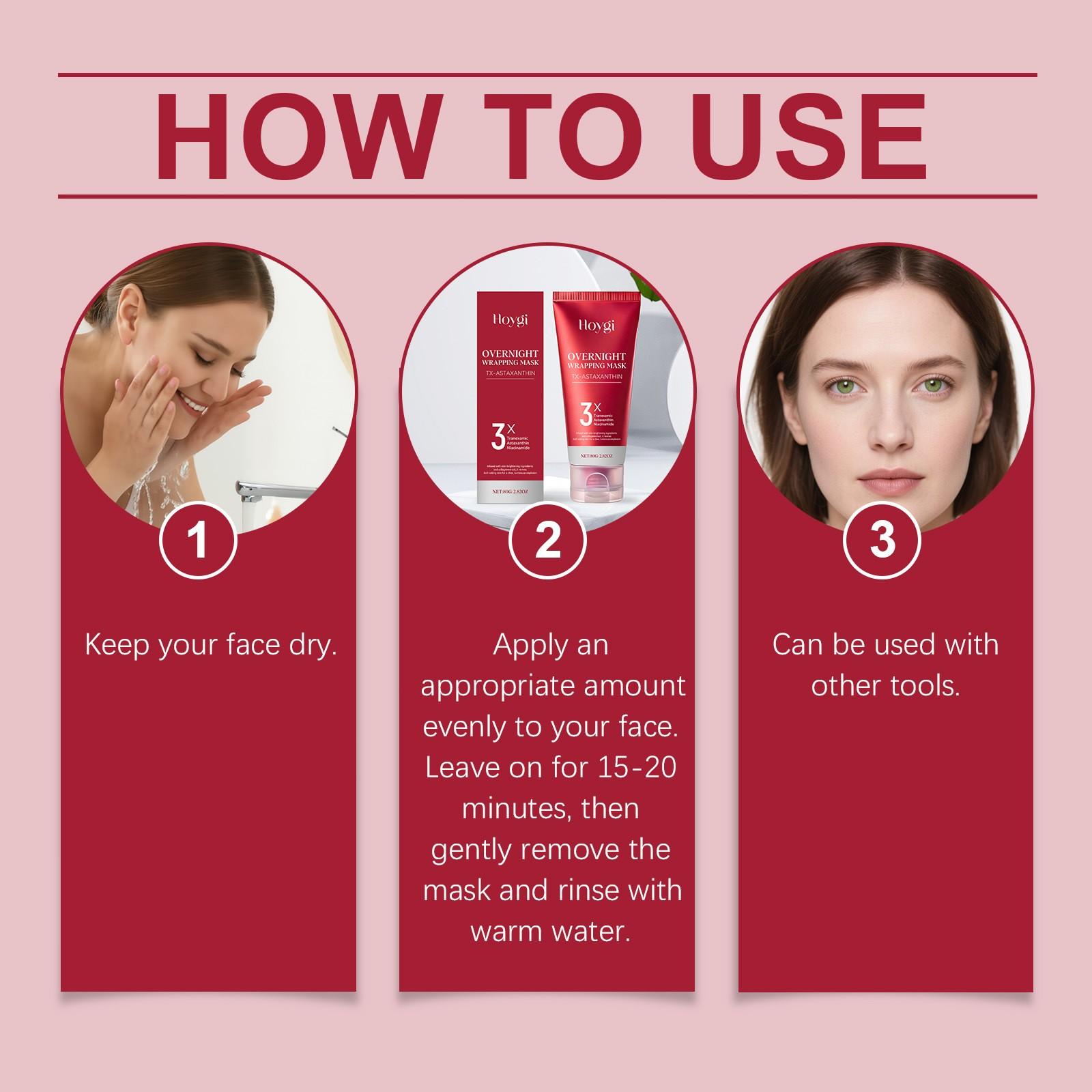 Hoygi Astaxanthin Peel off Mask (80g), Moisturizing Hydrating Face Mask, Daily Night Use, Nourishes and Refreshes Skin