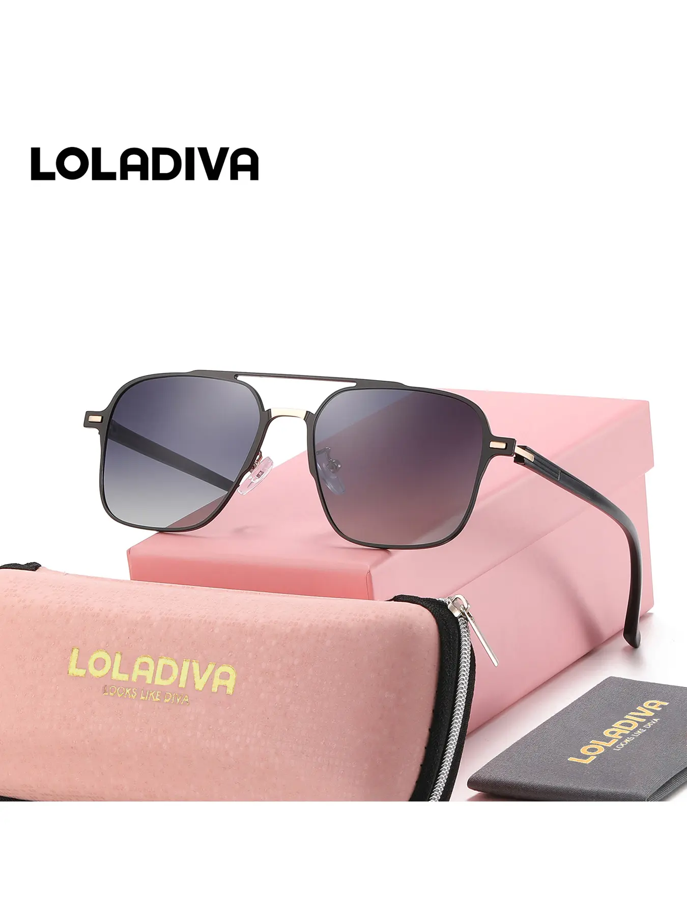 LolaDiva 1 Piece Unisex Mysterious And Elegant Style Full Frame Sunglasses Show Nobility Rectangular Frame Sunglasses UV400