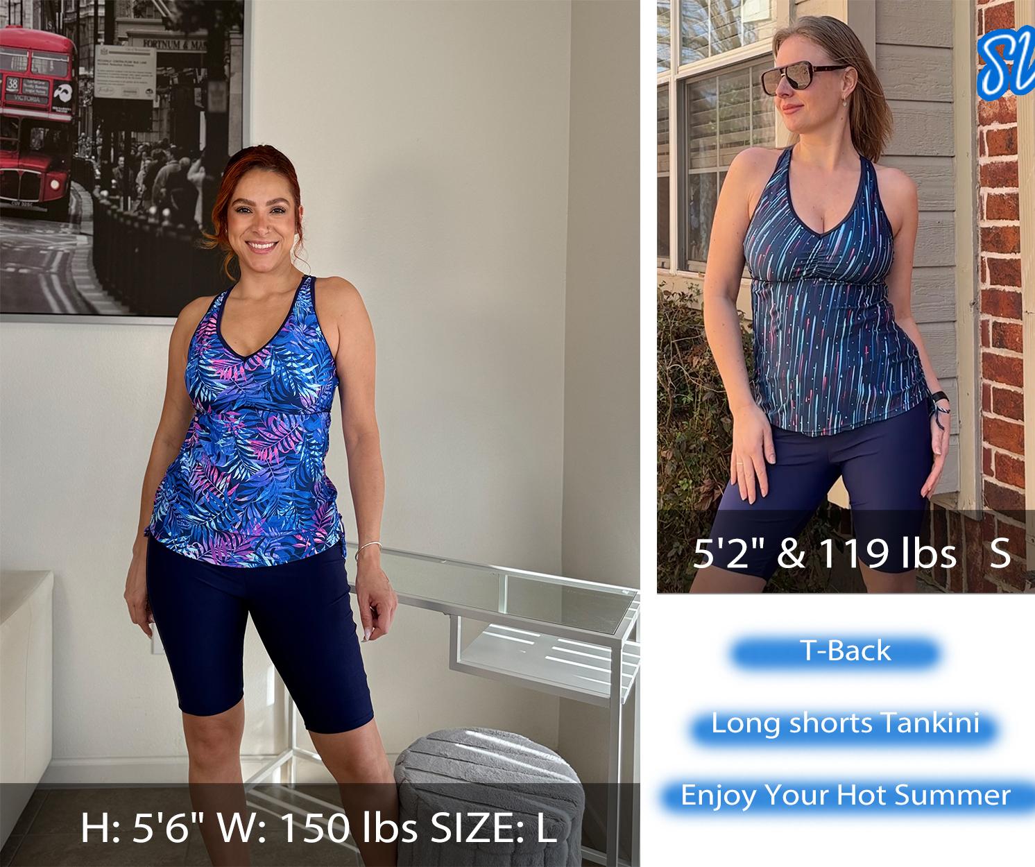 Yonique Women Two Piece Tankini Swimsuits with Shorts Athletic Bathing Suit with Swim Shorts Racerback Swimwear